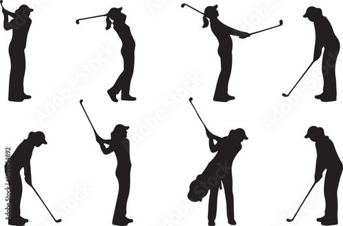 Silhouette of women golf player pose illustration