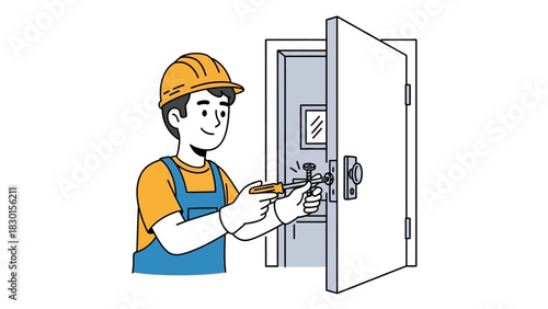 Skilled Locksmith Repairing a Door Lock with Precision and Expertise
