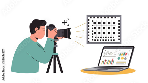Photographer captures detailed image of a data visualization chart for analysis on a laptop screen