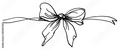 Hand drawn Ribbon Bow Knot Black and White Doodle Vector Illustration