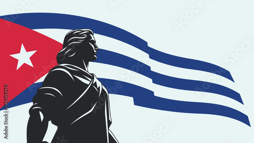 Silhouette of a man in front of the cuban flag, a symbol of national pride and identity.