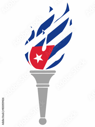 Torch with cuban flag colors. Symbol of freedom and independence. Vector illustration.