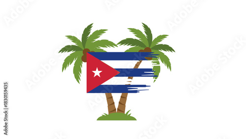 Cuban flag design with palm trees, embodying national pride and tropical vacation vibes.