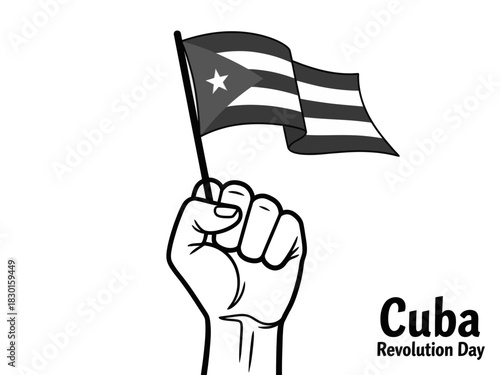 Hand holding cuba flag for national holiday. Revolution day in cuba concept illustration.