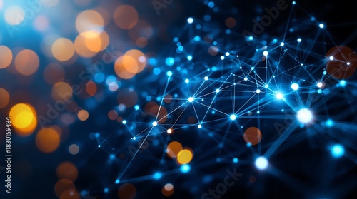 Abstract network connection with blue dots and lines