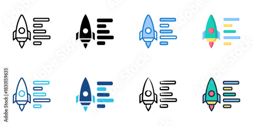 Performance Metrics icon set multiple style vector collection 
