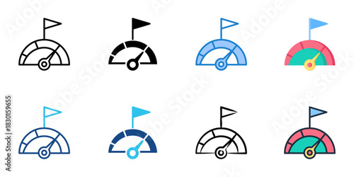 KPIs (Key Performance Indicators) icon set multiple style vector collection 

