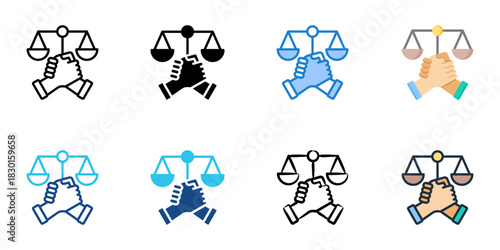 Conflict Resolution Strategies icon set multiple style vector collection 
