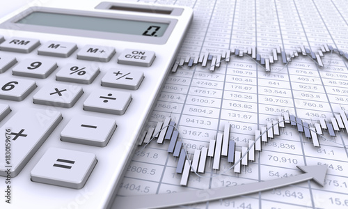 電卓と金融チャート