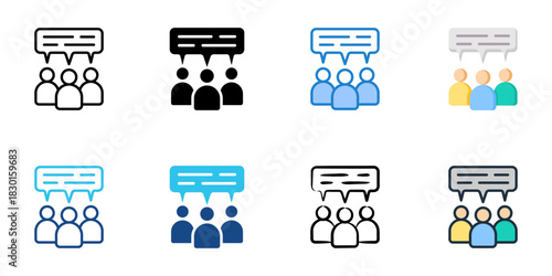 Public Opinion icon set multiple style vector collection 

