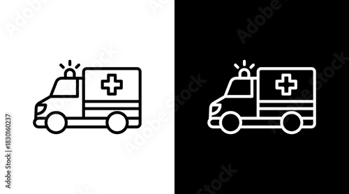 Ambulance With Icon Set Design
