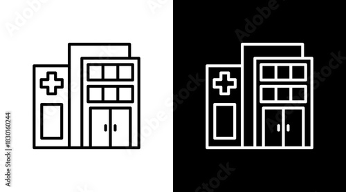 Hospital Building With Icon Set Design