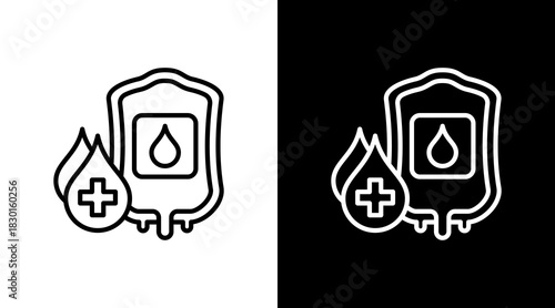 Blood Bag With Icon Set Design