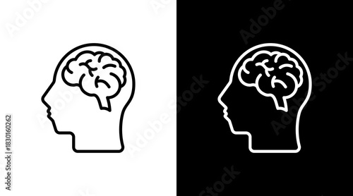 Brain With Icon Set Design