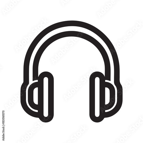 Black and White Headphone Icon, Audio Device Symbol