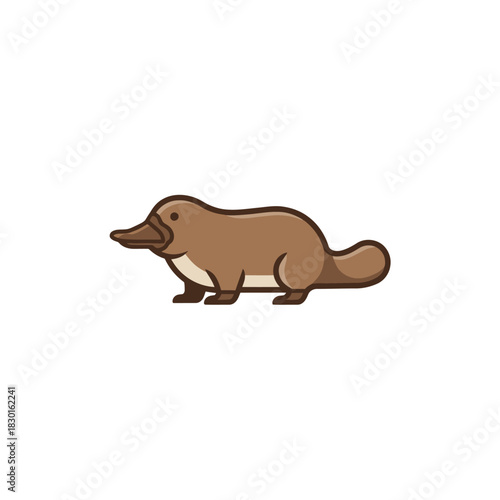 Adorable cartoon platypus on a white background