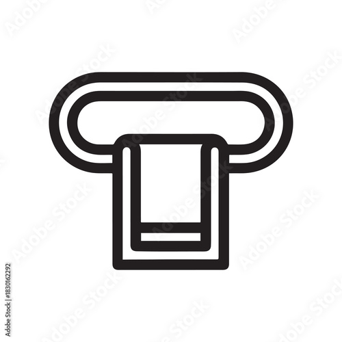 Black Outline Towel Hanging on Towel Bar Fixture