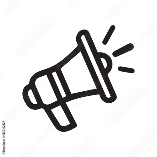 Bold Black Outline of a Megaphone with Sound Waves