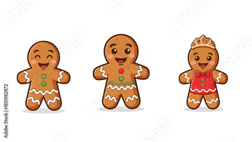 Three cute gingerbread men for christmas time