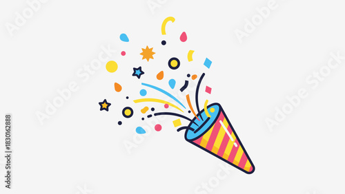 Confetti popper with colorful confetti