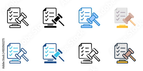 Legal Compliance icon set multiple style vector collection 
