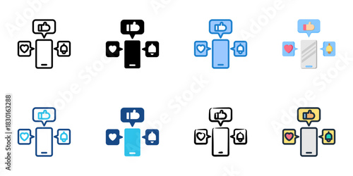 Social Media Engagement icon set multiple style vector collection 
