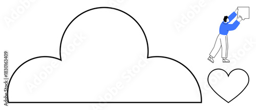 Cloud computing concept. Cloud graphics digital storage with user interaction and connection. Cloud computing promoting communication, data sharing, and security. Perfect for technology, data