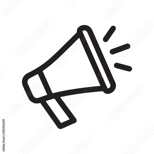 Minimalist Icon of Loudspeaker with Sound Waves on White Background