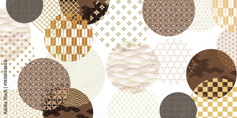 Naklejka premium ベージュ 和柄 模様 背景