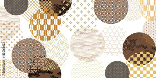 ベージュ　和柄　模様　背景