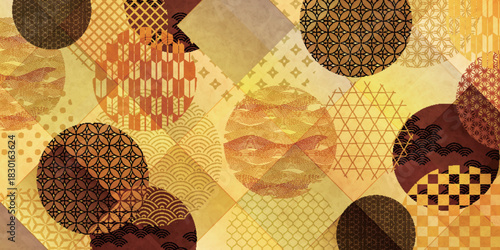 ベージュ　和柄　模様　背景