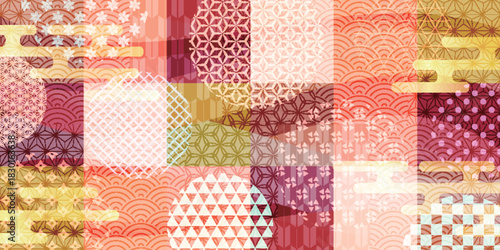 カラフル　和柄　模様　背景