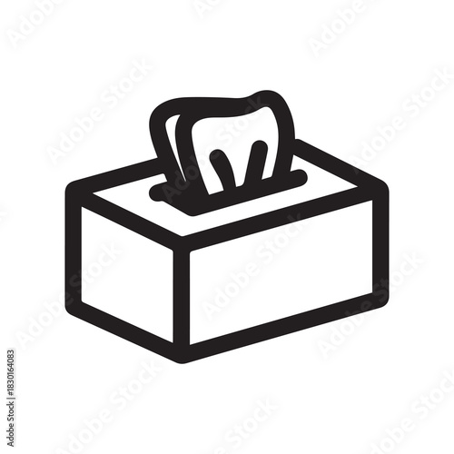 Tissue Box Icon, Black and White Outline