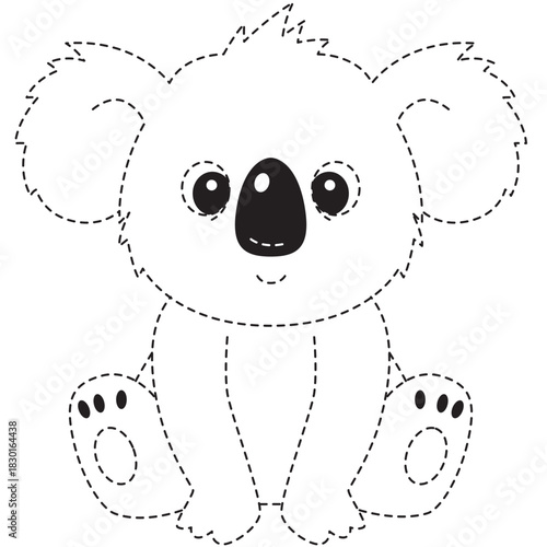 Dotted koala trace helps preschoolers practice fine motor skills with adorable animal design and playful engagement