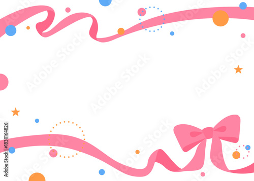 リボンのデコレーションフレーム、円形オブジェクト、ポップなデザイン