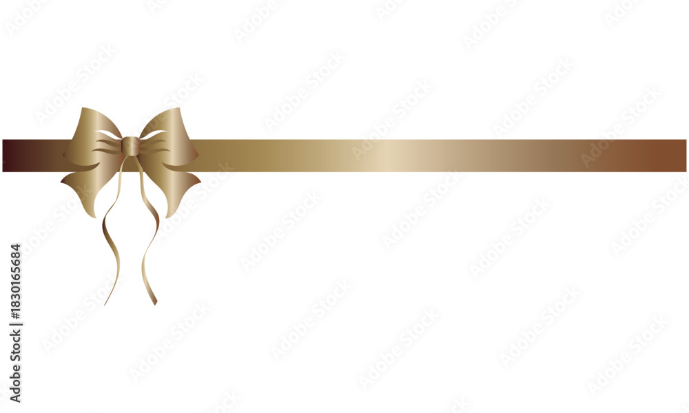 Fototapeta premium Luxurious golden ribbon with a shiny bow centered on a dark background, ideal for gift themes, celebrations, invitations, and festive designs. 