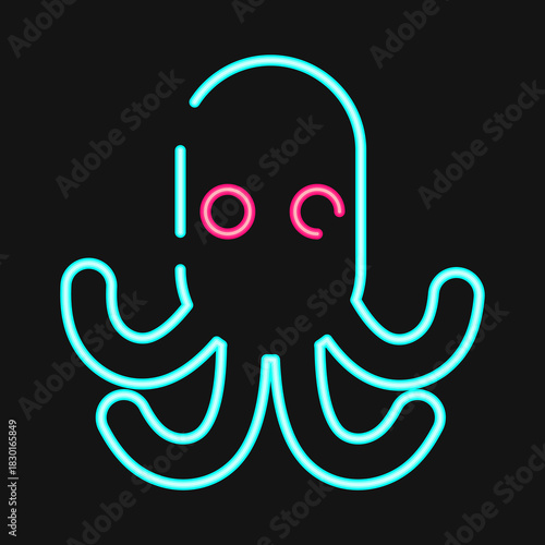 Icon octopus. Pirates theme elements. Icon in neon style.