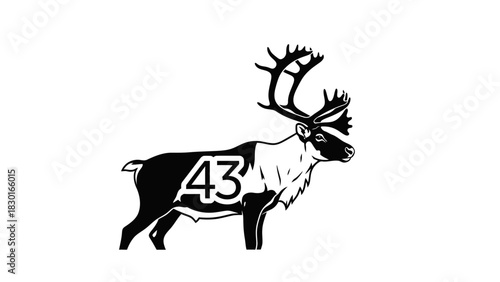Elegant reindeer design with bold 43 number for custom apparel and promotional materials that captures attention
