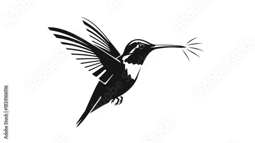 Elegant hummingbird in flight sipping nectar, a modern nature symbol perfect for eco-conscious branding