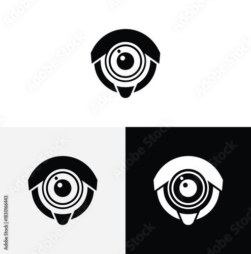 Creative logo spy cam c c t v vector icon illustration