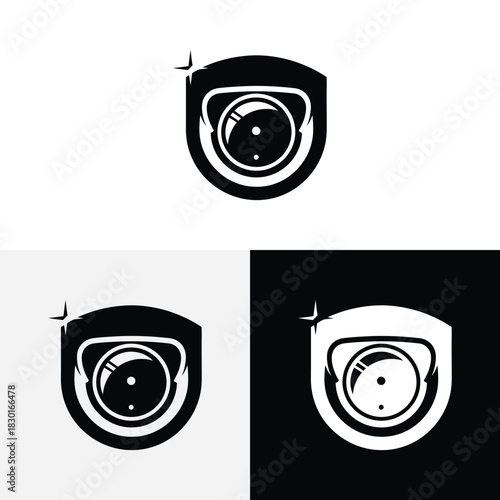 Creative logo spy cam c c t v vector icon illustration