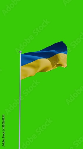 Ukraine flag animation with green screen background 4k waving flag footage, vertical footage