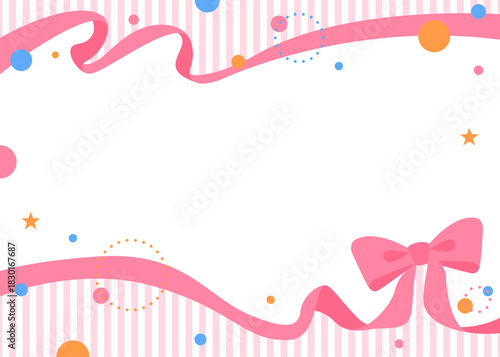 リボンのデコレーションフレーム、円形オブジェクト、ポップなデザイン