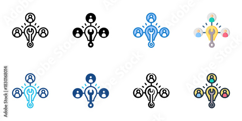 Stakeholder Workshops icon set multiple style vector collection 
