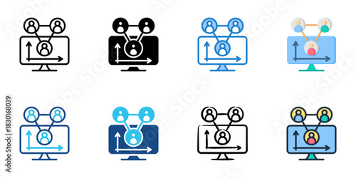 Stakeholder Matrix icon set multiple style vector collection 
