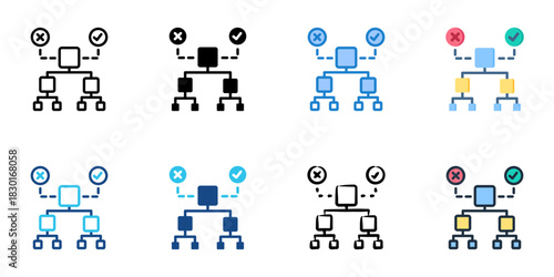 Decision Trees icon set multiple style vector collection 

