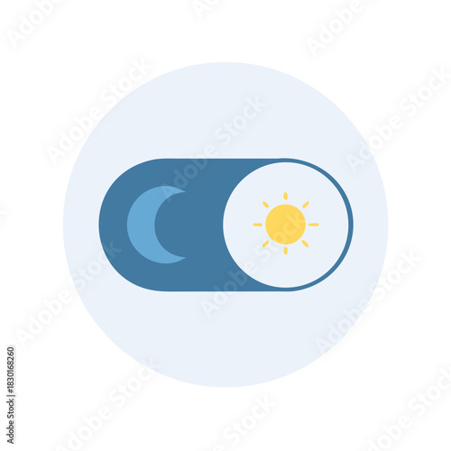 Toggle switch icon representing user security settings with moon and sun design for night and day modes