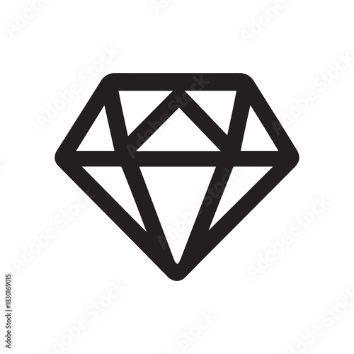 Black Diamond Icon on White Background for Design Projects