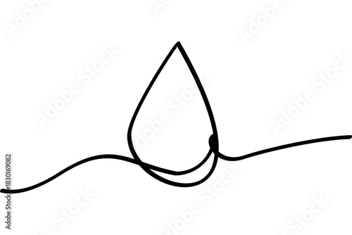 Water drop illustration with continuous line design. Interesting abstract line design.