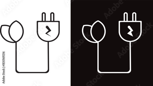 Solar energy icon set, Flat Design  Vector Icon illustration, black and white line icons pack., logo symbol,,
